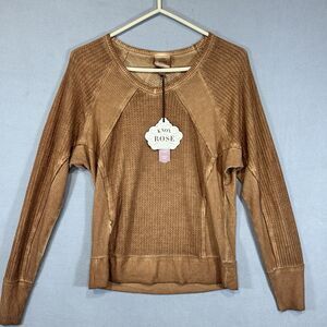 Knox Rose Top Womens XS Tan Brown Textured Earthy Indie Sleaze Boho‎ Beachy
